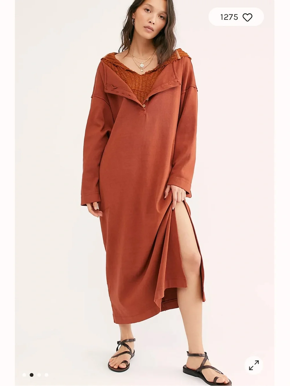 Free People Beach Cotton Dream Of You Henley Oversized Dress Size XS